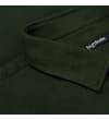 Thumbnail Close-up of the dark olive shirt collar.